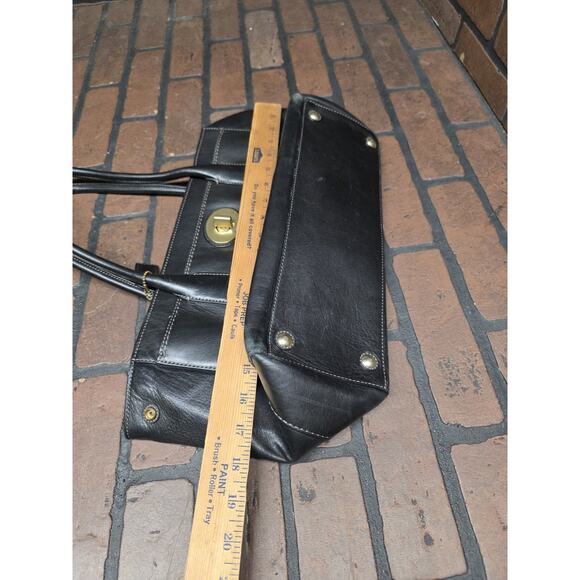 Coach Tote Bag Turn Lock Shoulder Bag Black Leather 2WAY 11554 - Picture 9 of 9